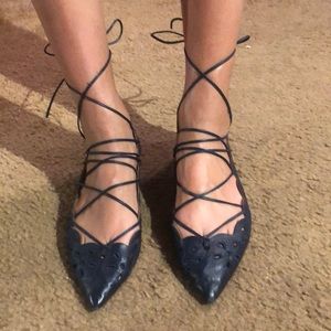 J. Crew Flats with shoe strings (lightly worn)